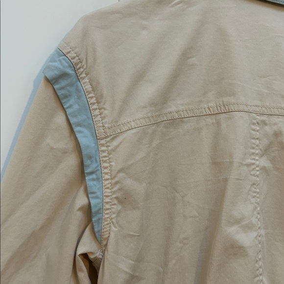 Anthropologie Retro Catelyn Colorblock Utility Anorak Jacket Cream and Blue| XXS - Picture 14 of 16